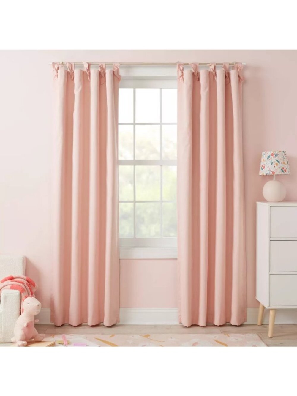 COPY -- Pillowfort Faux Tie Top Single Blackout Pink Curtain Panel 42" x 84"